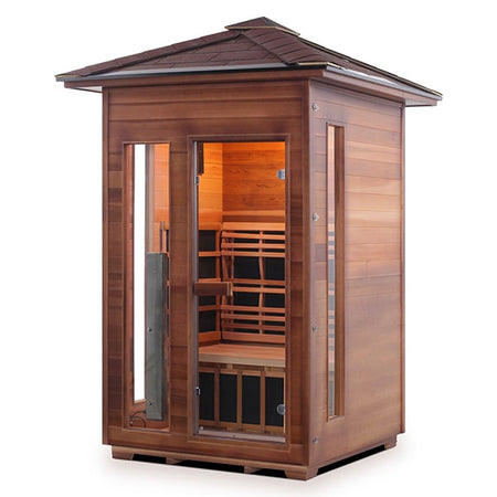 Enlighten Diamond 2 Person Peak Infrared Traditional Sauna Facing Left