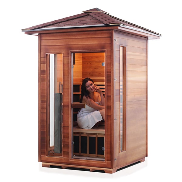 Enlighten Diamond 2 Person Peak Infrared Traditional Sauna Facing Left With Model