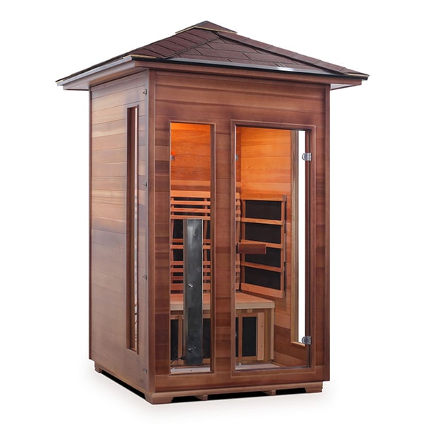 Enlighten Diamond 2 Person Peak Infrared Traditional Sauna Facing Right