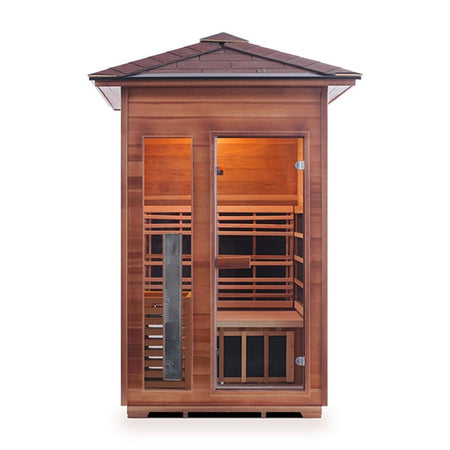 Enlighten Diamond 2 Person Peak Infrared Traditional Sauna Front View