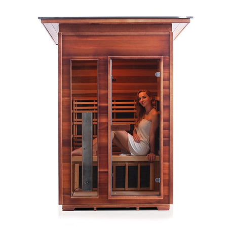Enlighten Diamond 2 Person Slope Infrared Traditional Sauna Front View With Model