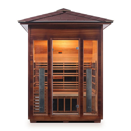 Enlighten Diamond 3 Person Peak InfraredTraditional Sauna Front View