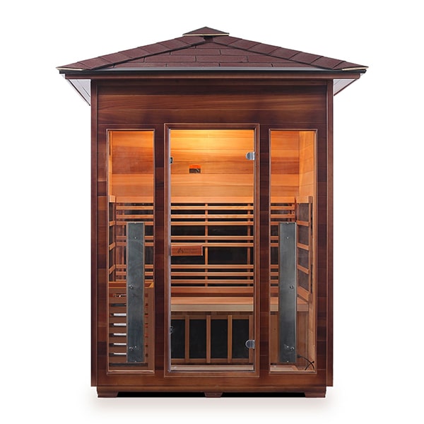 Enlighten Diamond 3 Person Peak InfraredTraditional Sauna Front View