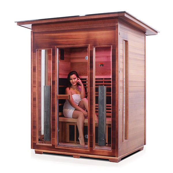 Enlighten Diamond 3 Person Slope InfraredTraditional Sauna Facing Left With Model