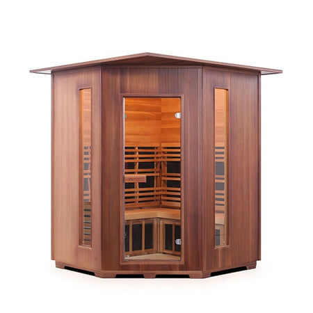 Enlighten Diamond 4 Person Corner Indoor InfraredTraditional Sauna Front View