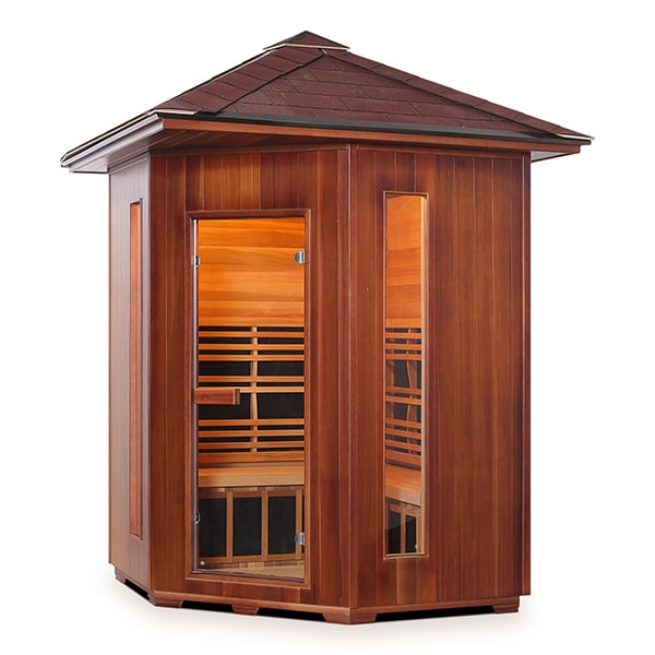 Enlighten Diamond 4 Person Corner Peak InfraredTraditional Sauna Facing Left