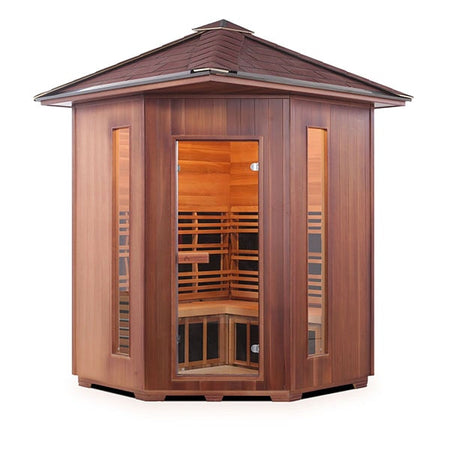 Enlighten Diamond 4 Person Corner Peak InfraredTraditional Sauna Front View