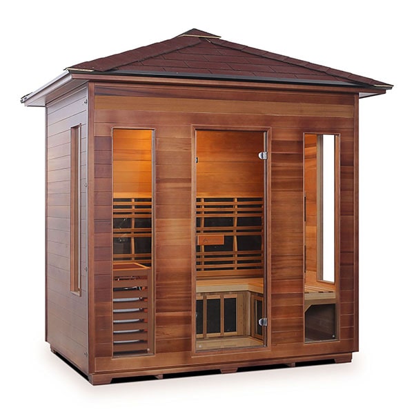 Enlighten Diamond 5 Person Peak Infrared Traditional Sauna Facing Right