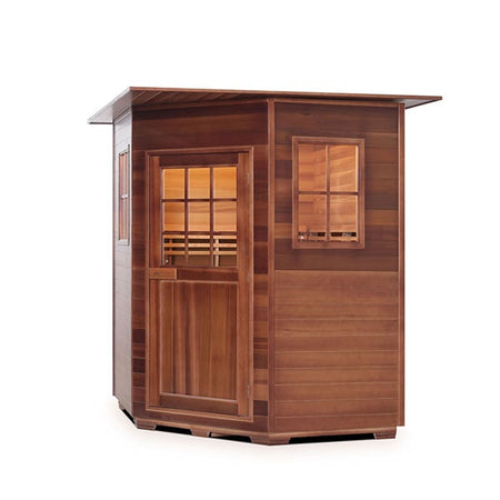 Enlighten MoonLight 4 Person Corner Indoor Dry Traditional Sauna Facing Left