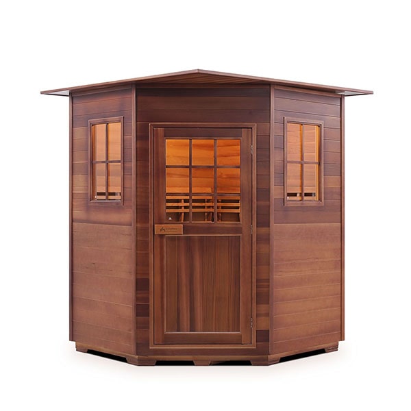 Enlighten MoonLight 4 Person Corner Indoor Dry Traditional Sauna Front View