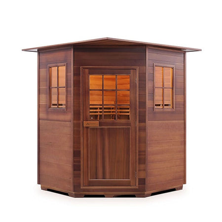 Enlighten MoonLight 4 Person Corner Indoor Dry Traditional Sauna Front View