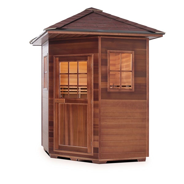 Enlighten MoonLight 4 Person Corner Peak Dry Traditional Sauna Facing Left