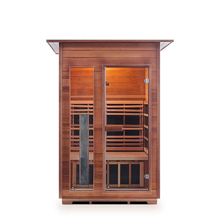 Enlighten Rustic 2 Person Indoor Outdoor Indoor Infrared Sauna Front View