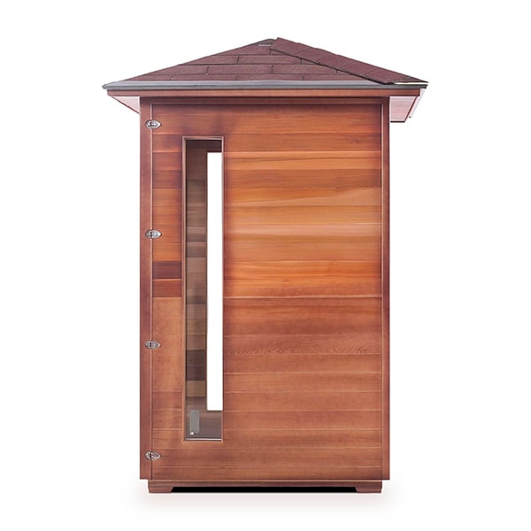Enlighten Rustic 2 Person Peak Outdoor Indoor Infrared Sauna Side View