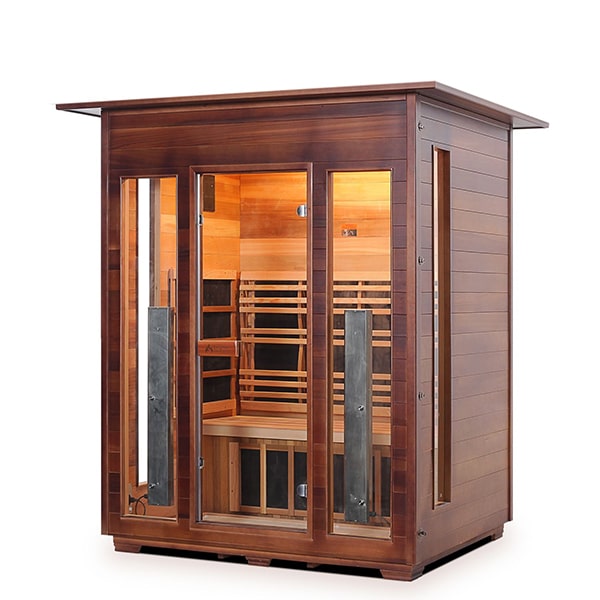 Enlighten Rustic 3 Person Indoor Infrared Sauna Facing Left