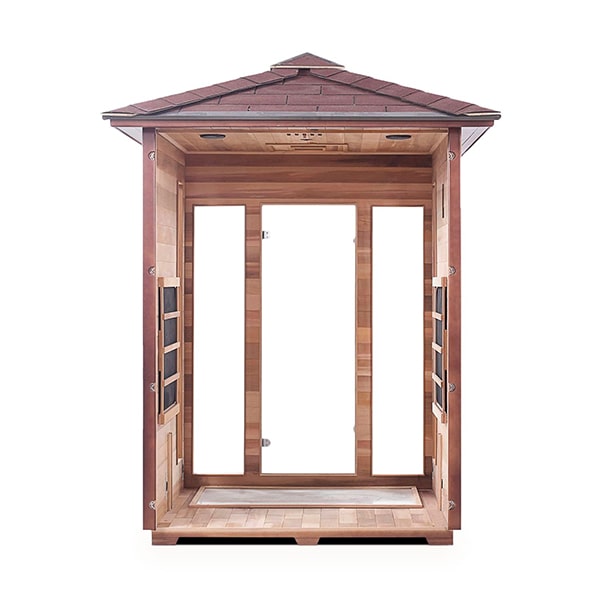 Enlighten Rustic 3 Person Peak Infrared Sauna Interior Details