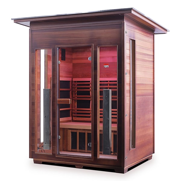 Enlighten Rustic 3 Person Slope Infrared Sauna Facing Left