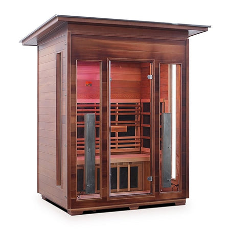 Enlighten Rustic 3 Person Slope Infrared Sauna Facing Right