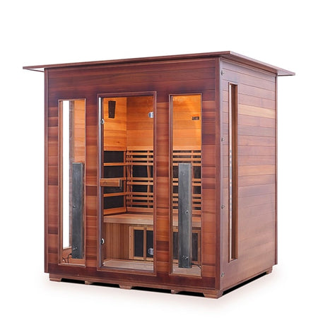 Enlighten Rustic 4 Person Indoor Infrared Sauna Facing Left