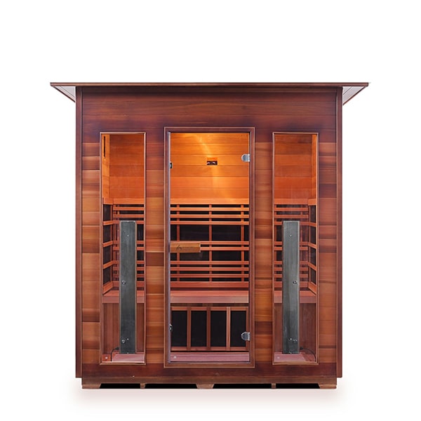 Enlighten Rustic 4 Person Indoor Infrared Sauna Front View