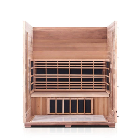 Enlighten Rustic 4 Person Peak Infrared Sauna Interior
