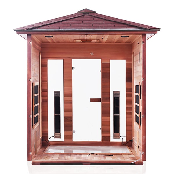 Enlighten Rustic 4 Person Peak Infrared Sauna Interior Details