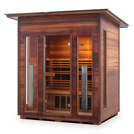 Enlighten Rustic 4 Person Slope Infrared Sauna Facing Left