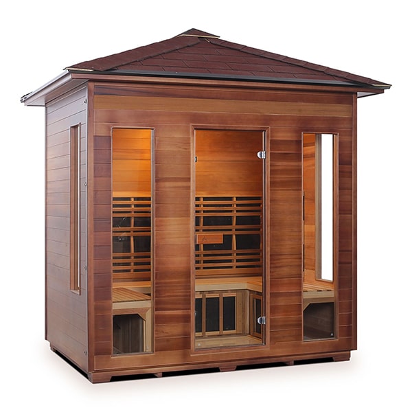 Enlighten Rustic 5 Person Peak Infrared Sauna Facing Right