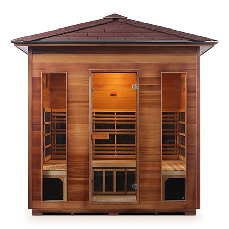 Enlighten Rustic 5 Person Peak Infrared Sauna Front View
