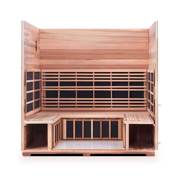 Enlighten Rustic 5 Person Peak Infrared Sauna Interior