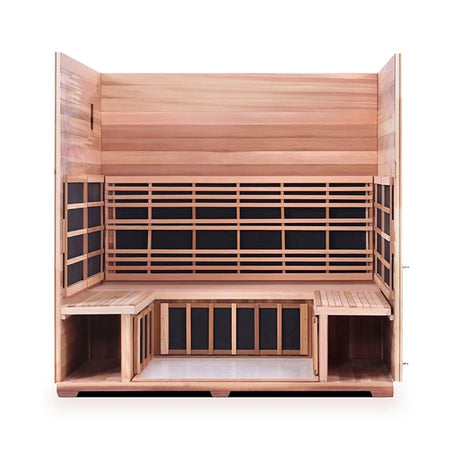 Enlighten Rustic 5 Person Peak Infrared Sauna Interior