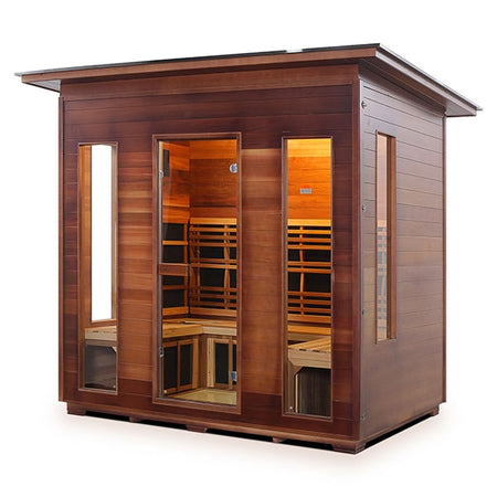 Enlighten Rustic 5 Person Slope Infrared Sauna Facing Left