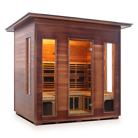 Enlighten Rustic 5 Person Slope Infrared Sauna Facing Right