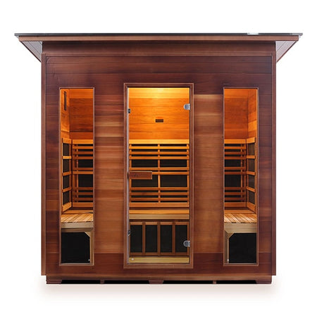 Enlighten Rustic 5 Person Slope Infrared Sauna Front View