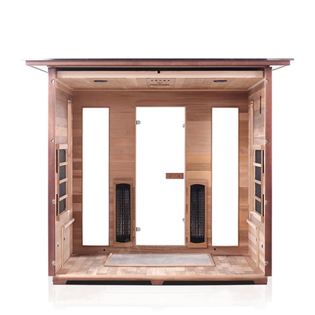 Enlighten Rustic 5 Person Slope Infrared Sauna Interior Without Benches