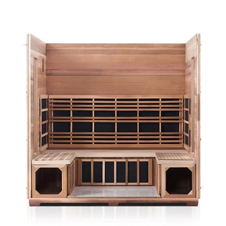 Enlighten Rustic 5 Person Slope Infrared Sauna Interior Details