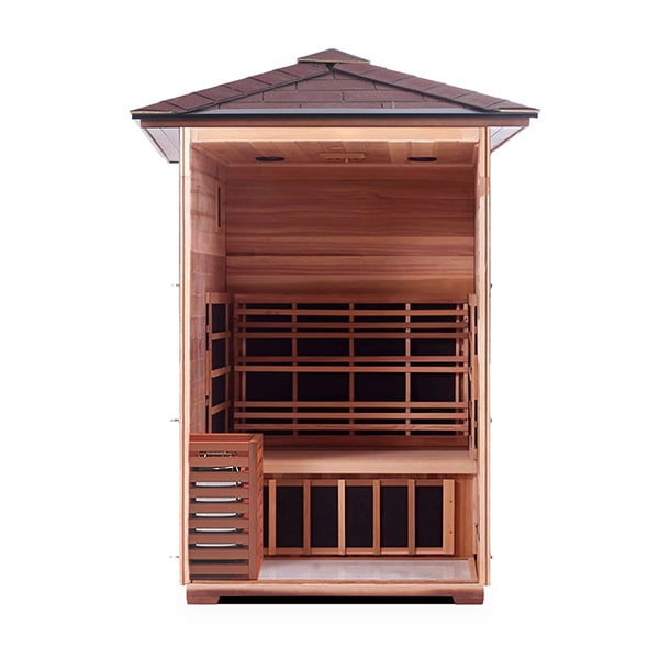 Enlighten Sapphire 2 Person Peak Infrared Traditional Sauna Interior Details