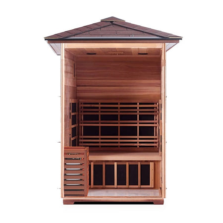 Enlighten Sapphire 2 Person Peak Infrared Traditional Sauna Interior Details