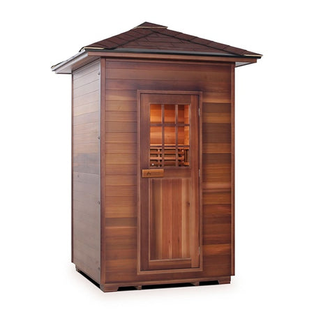 Enlighten Sapphire 2 Person Peak Infrared Traditional Sauna Facing Right