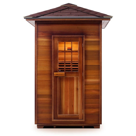 Enlighten Sapphire 2 Person Indoor Traditional Peak Sauna Front View