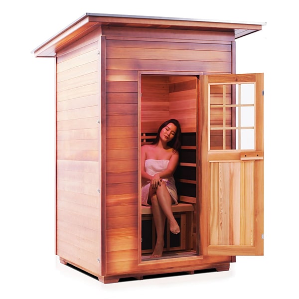 Enlighten Sapphire 2 Person Slope Infrared Traditional Sauna Facing Right With Model