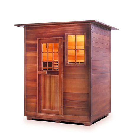 Enlighten Sapphire 3 Person Indoor Infrared Traditional Sauna Facing Left