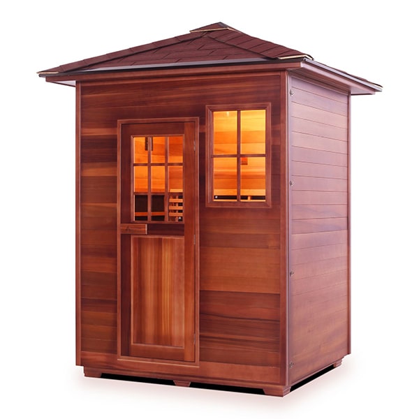 Enlighten Sapphire 3 Person Peak Infrared Traditional Sauna Facing Left
