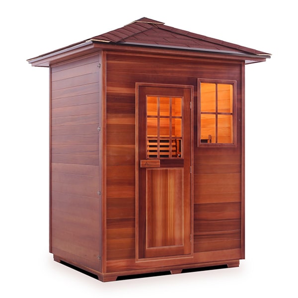 Enlighten Sapphire 3 Person Peak Infrared Traditional Sauna Facing Right