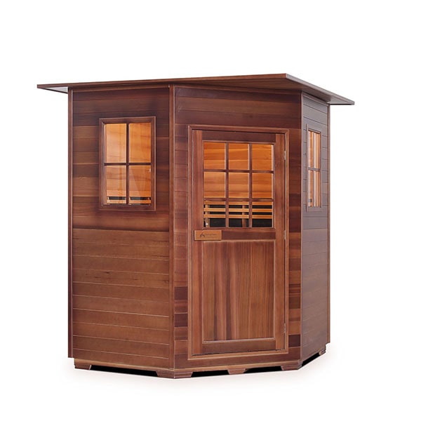 Enlighten Sapphire 4 Person Corner Indoor Infrared Traditional Sauna Facing Left