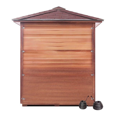 Enlighten Sapphire 4 Person Peak Infrared Traditional Sauna Back View