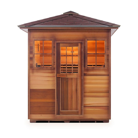 Enlighten Sapphire 4 Person Peak Infrared Traditional Sauna Front View