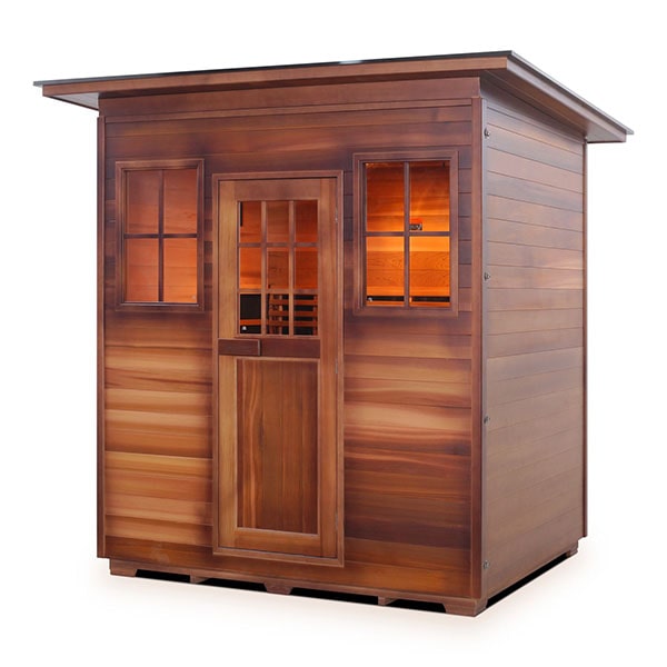 Enlighten Sapphire 4 Person Slope Infrared Traditional Sauna Facing Left