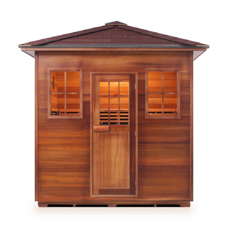 Enlighten Sapphire 5 Person Peak Infrared Traditional Sauna Front View