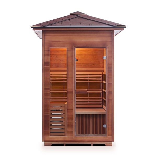 Enlighten SunRise 2 Person Peak Dry Traditional Sauna Front View